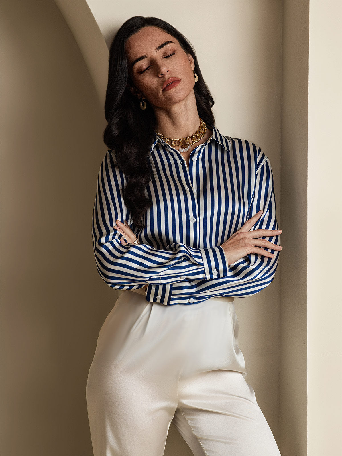 Silky Velvette Collared Top