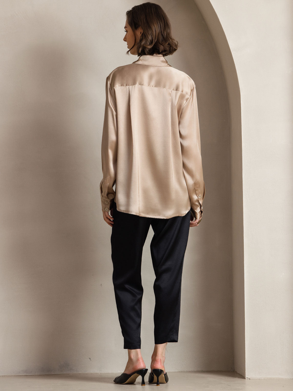 Silky Velvette Collared Top