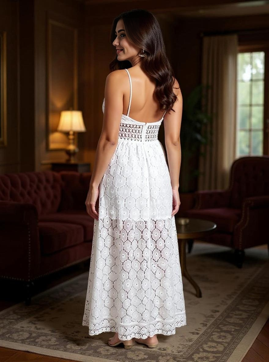 Kjole med velvet-motiv