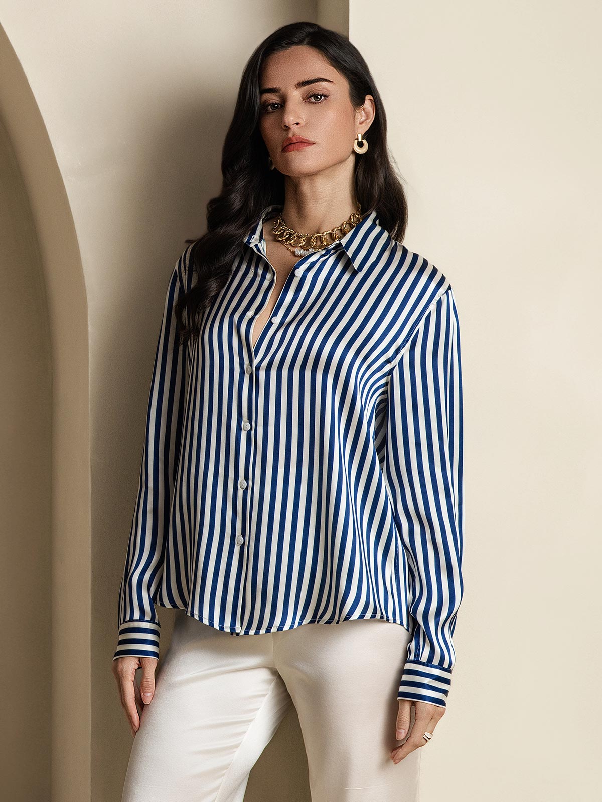 Silky Velvette Collared Top