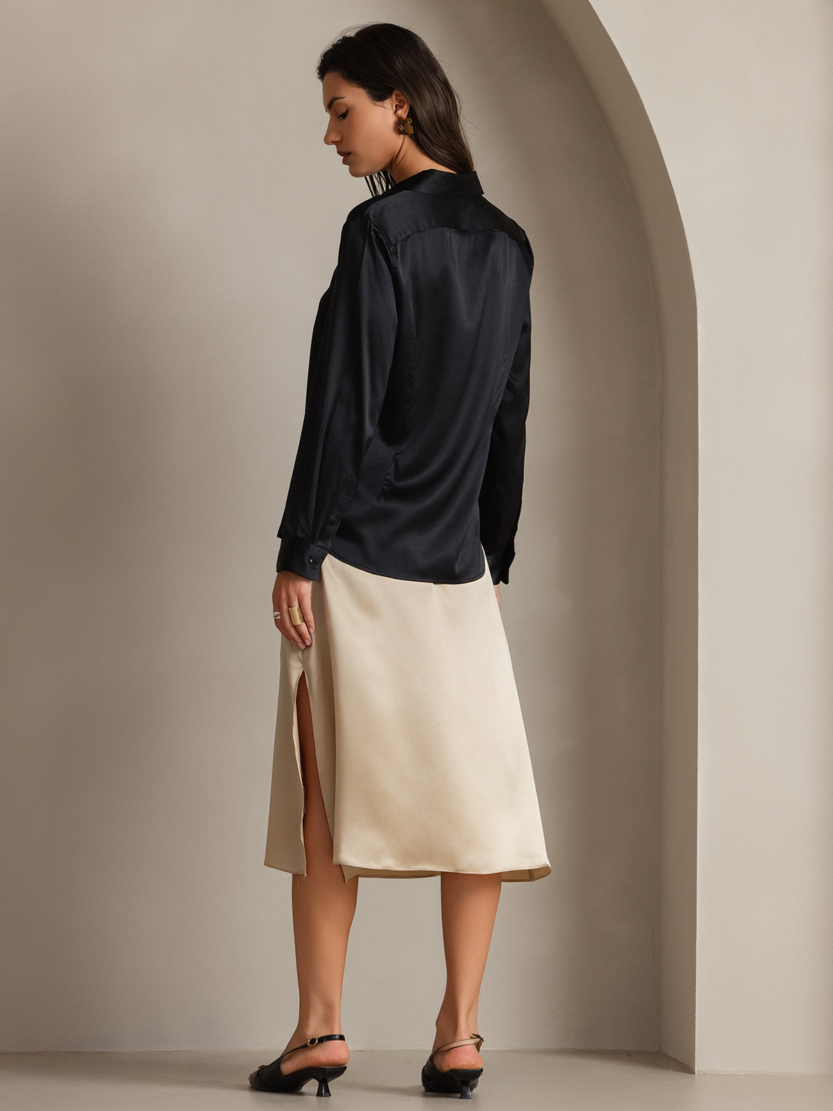 Silky Velvette Collared Top