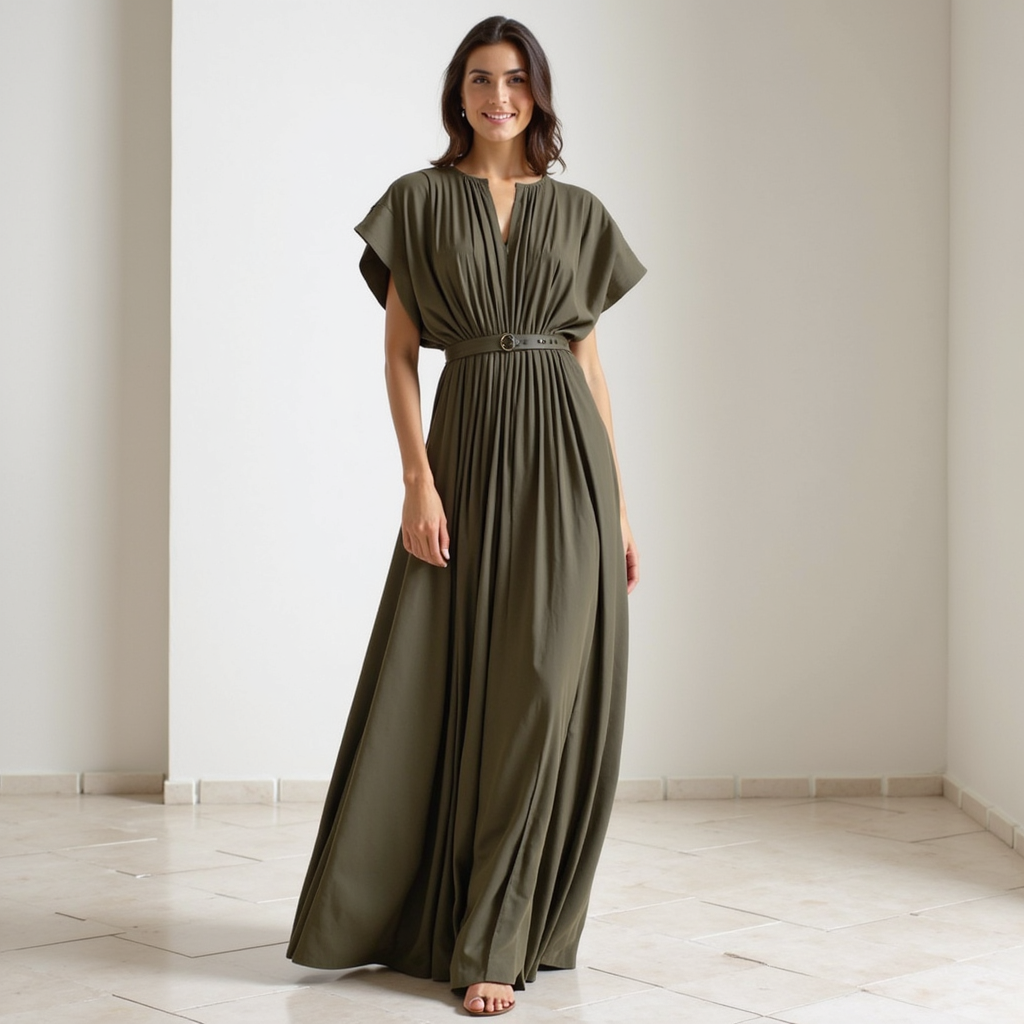 Avslappet plissert kjole