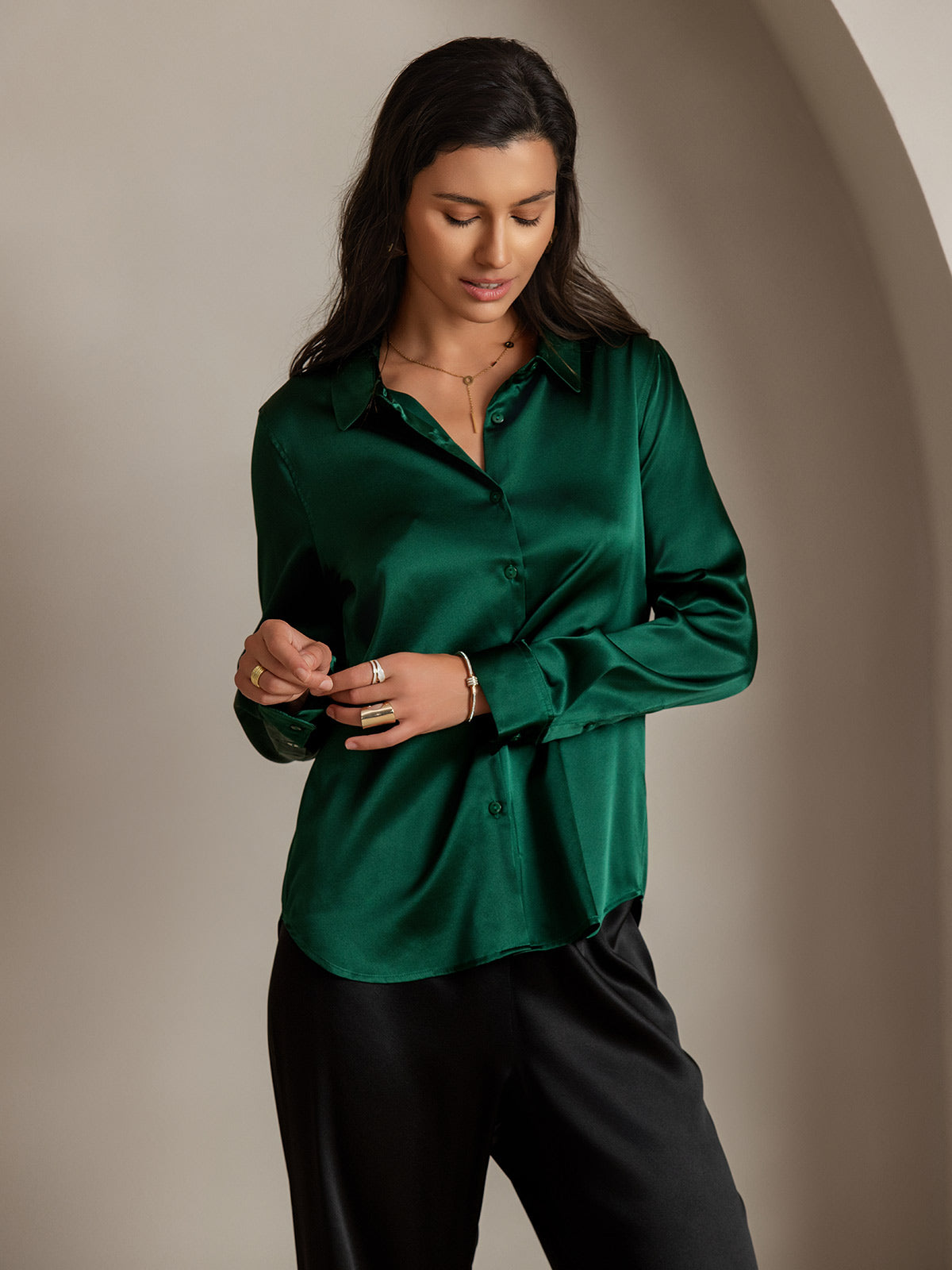 Silky Velvette Collared Top