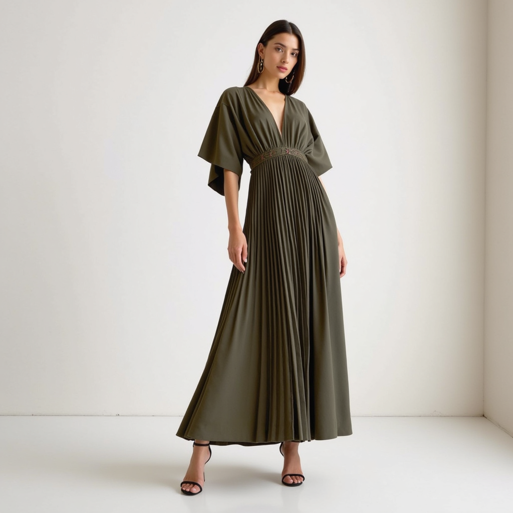 Avslappet plissert kjole