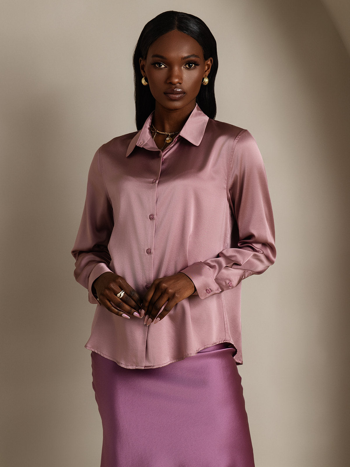 Silky Velvette Collared Top