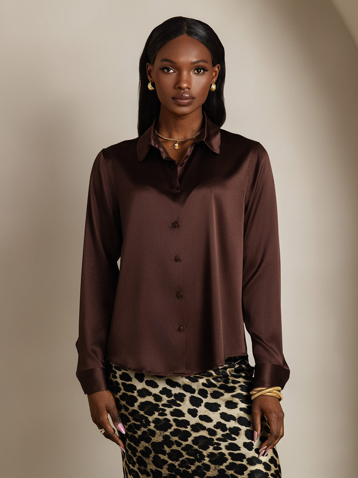 Silky Velvette Collared Top