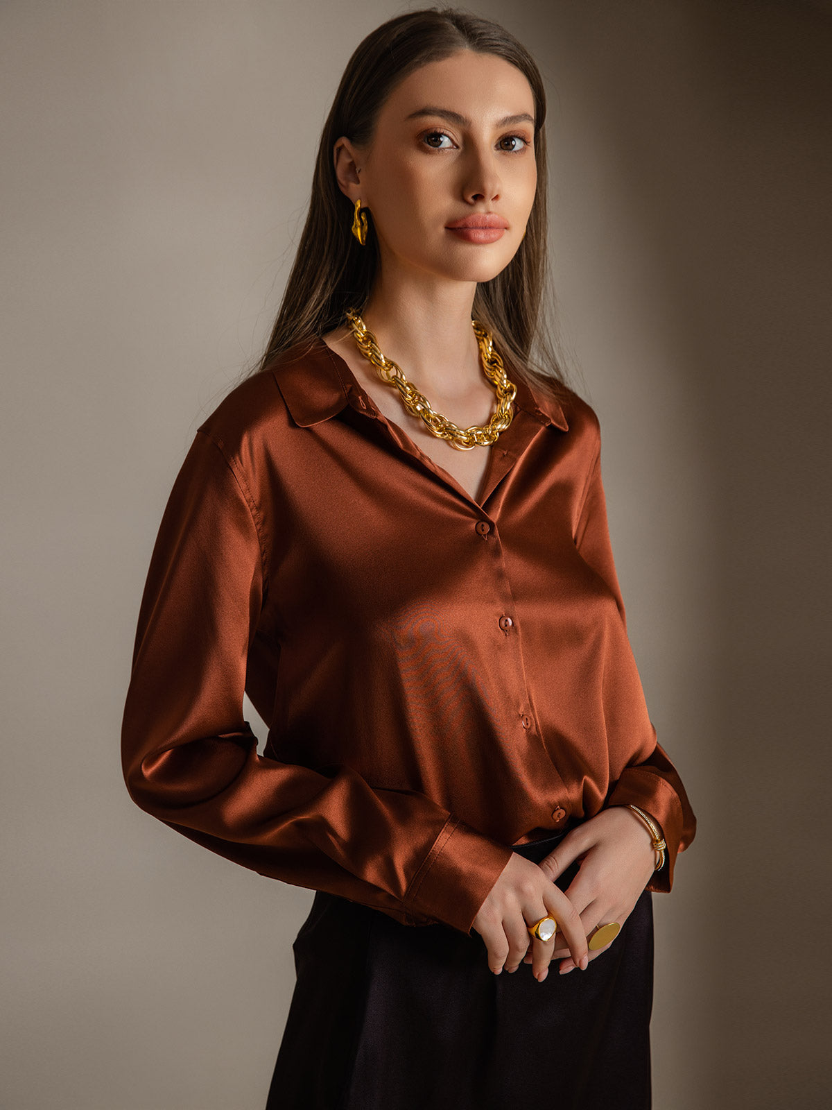 Silky Velvette Collared Top