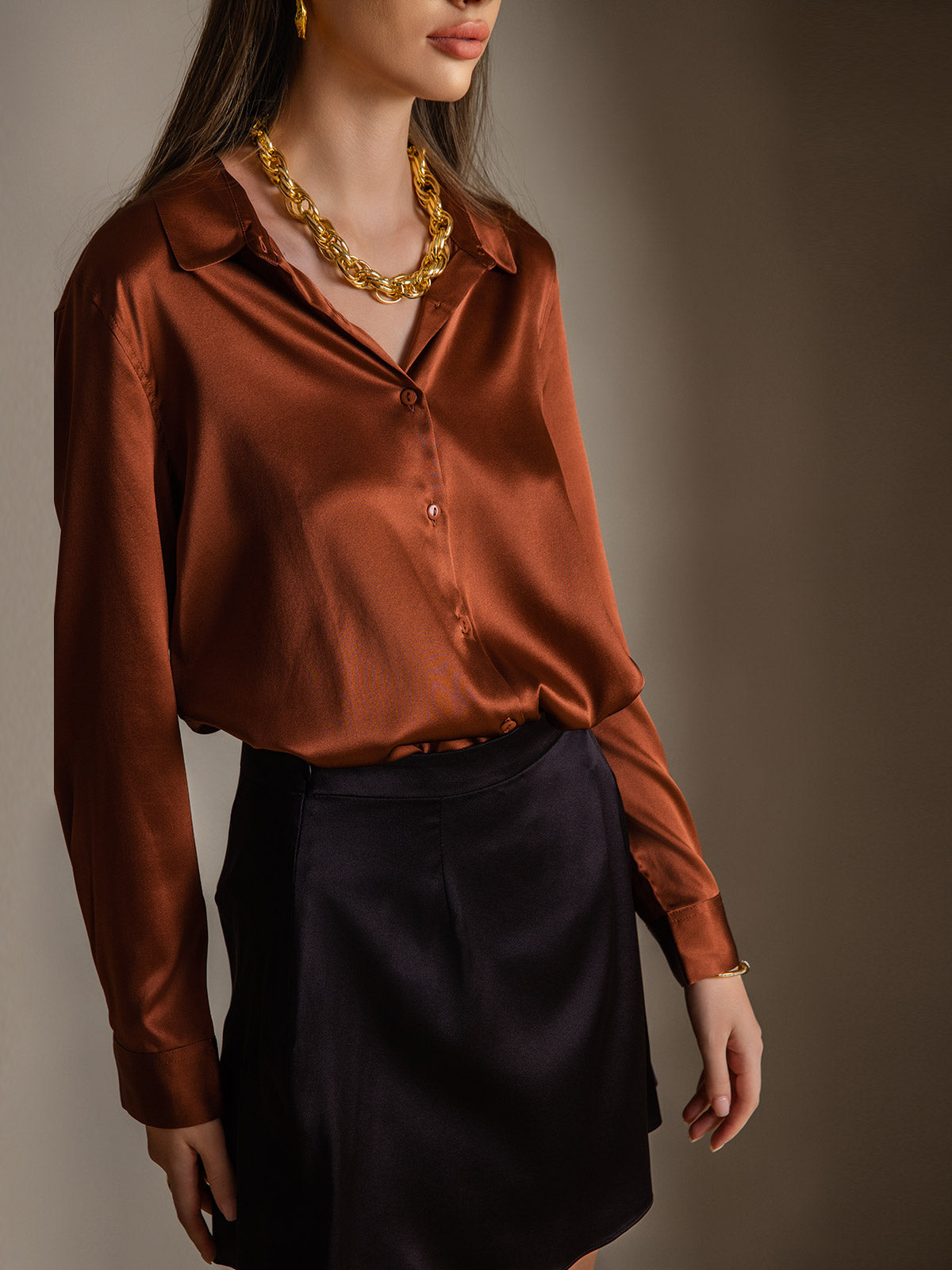 Silky Velvette Collared Top