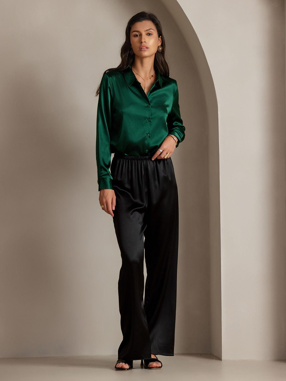 Silky Velvette Collared Top