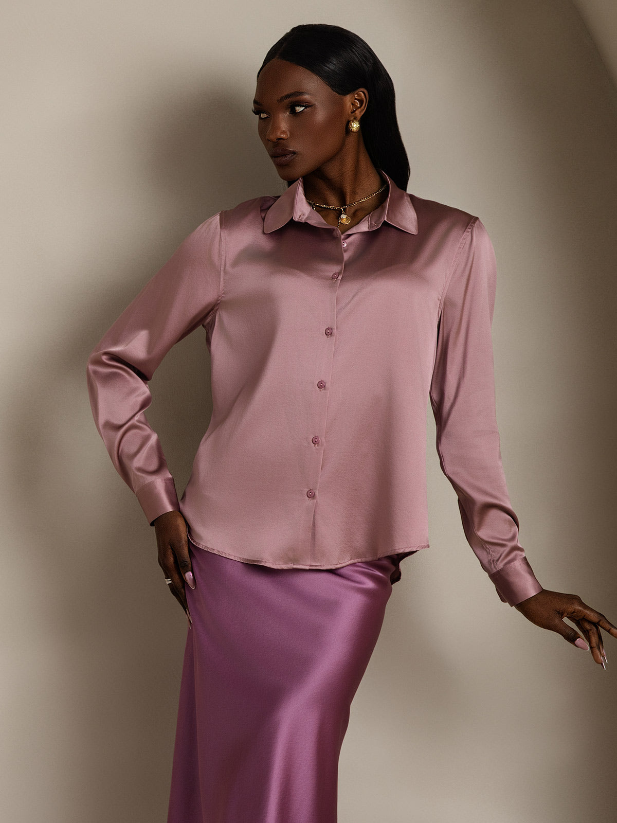 Silky Velvette Collared Top
