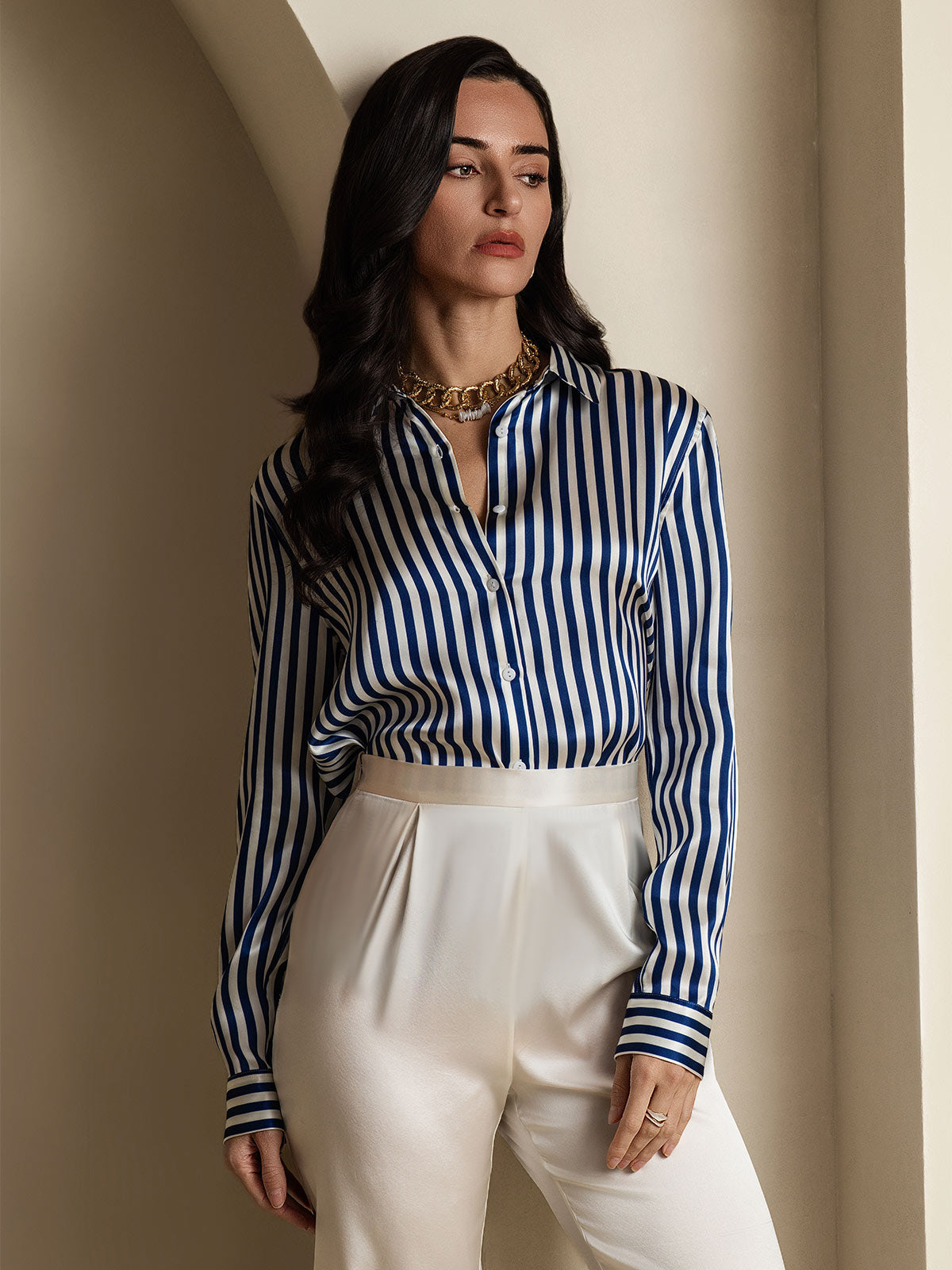 Silky Velvette Collared Top