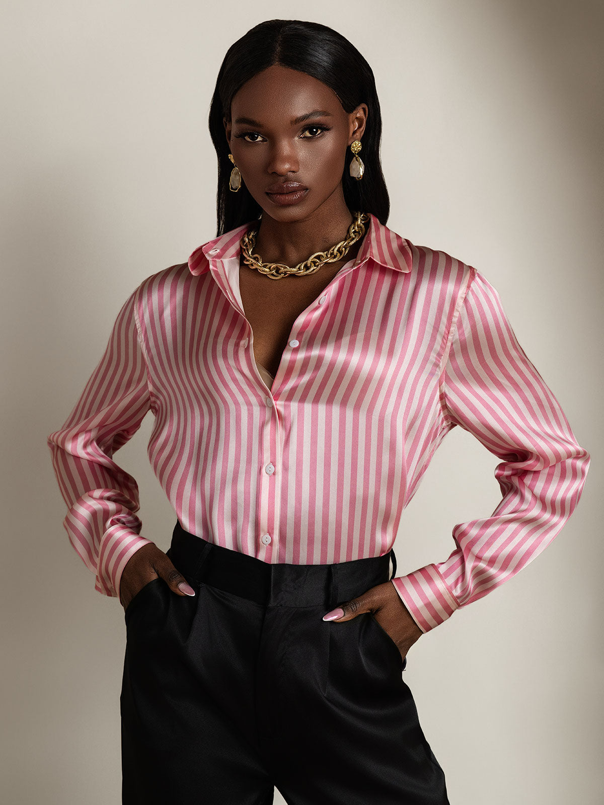 Silky Velvette Collared Top
