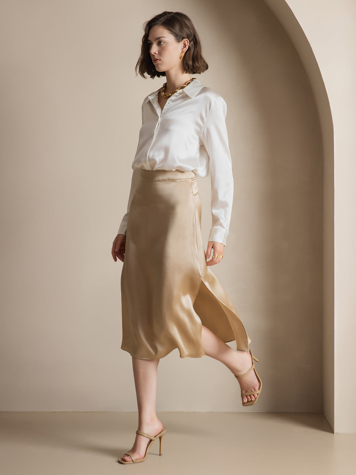 Silky Velvette Collared Top