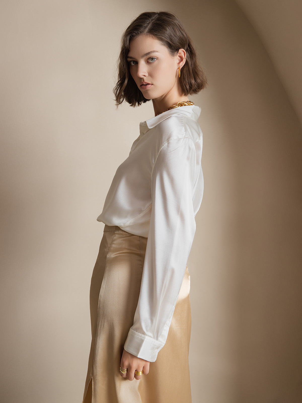 Silky Velvette Collared Top