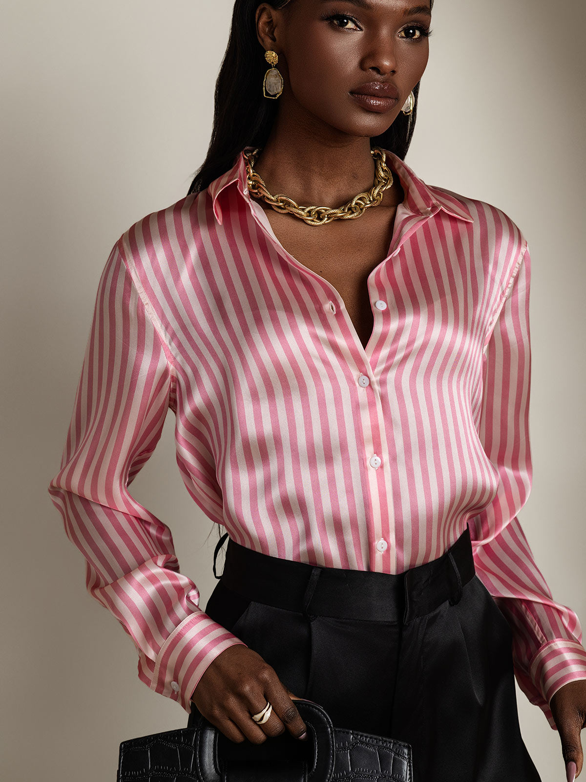 Silky Velvette Collared Top