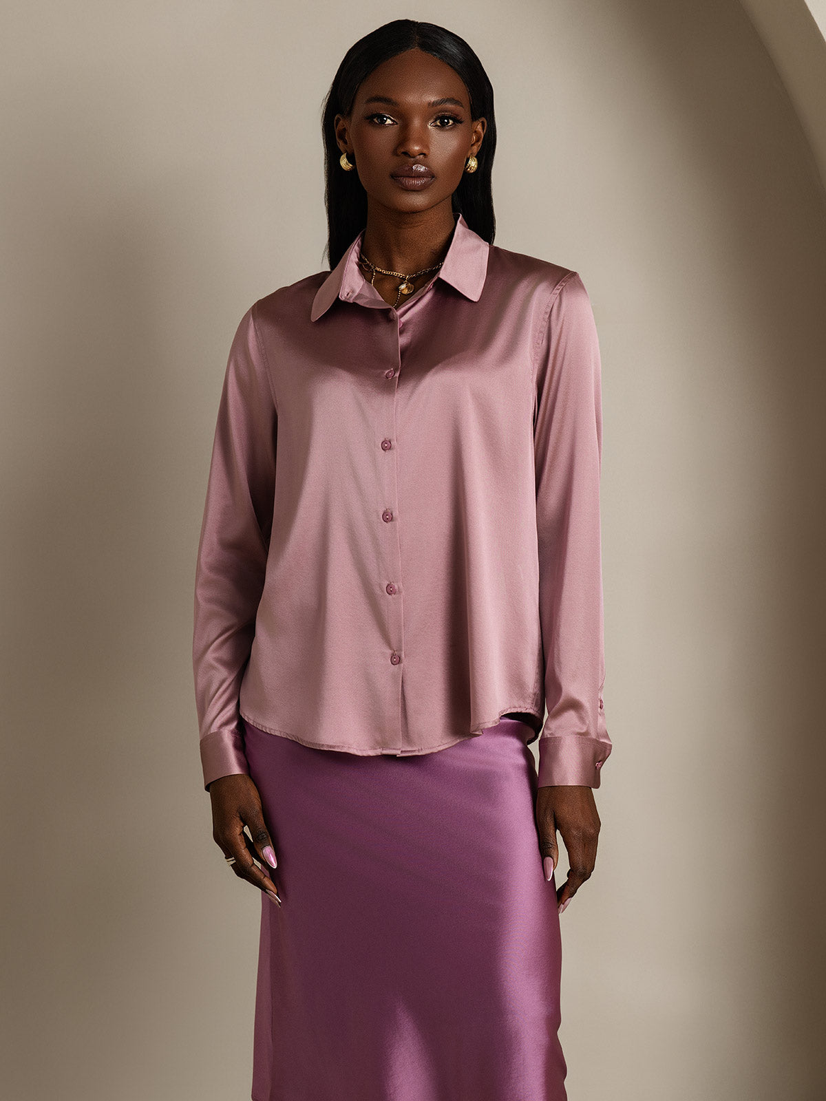 Silky Velvette Collared Top