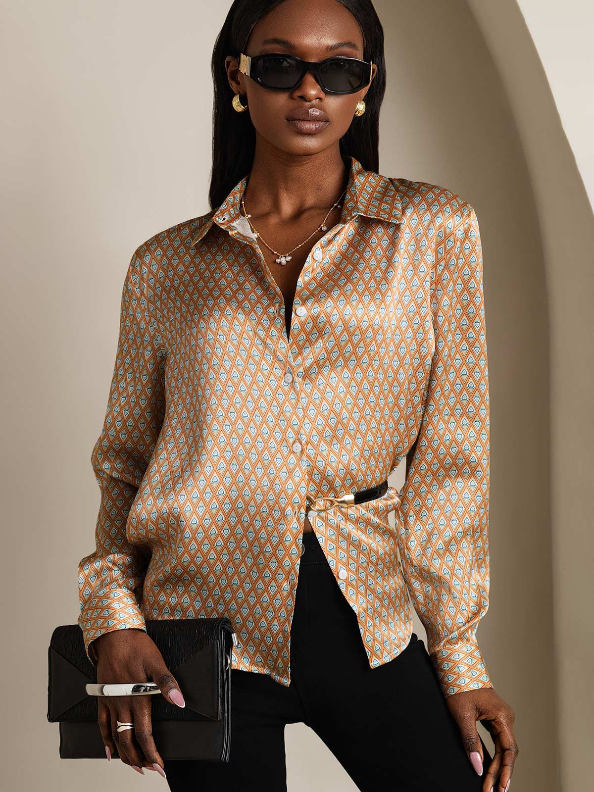 Silky Velvette Collared Top