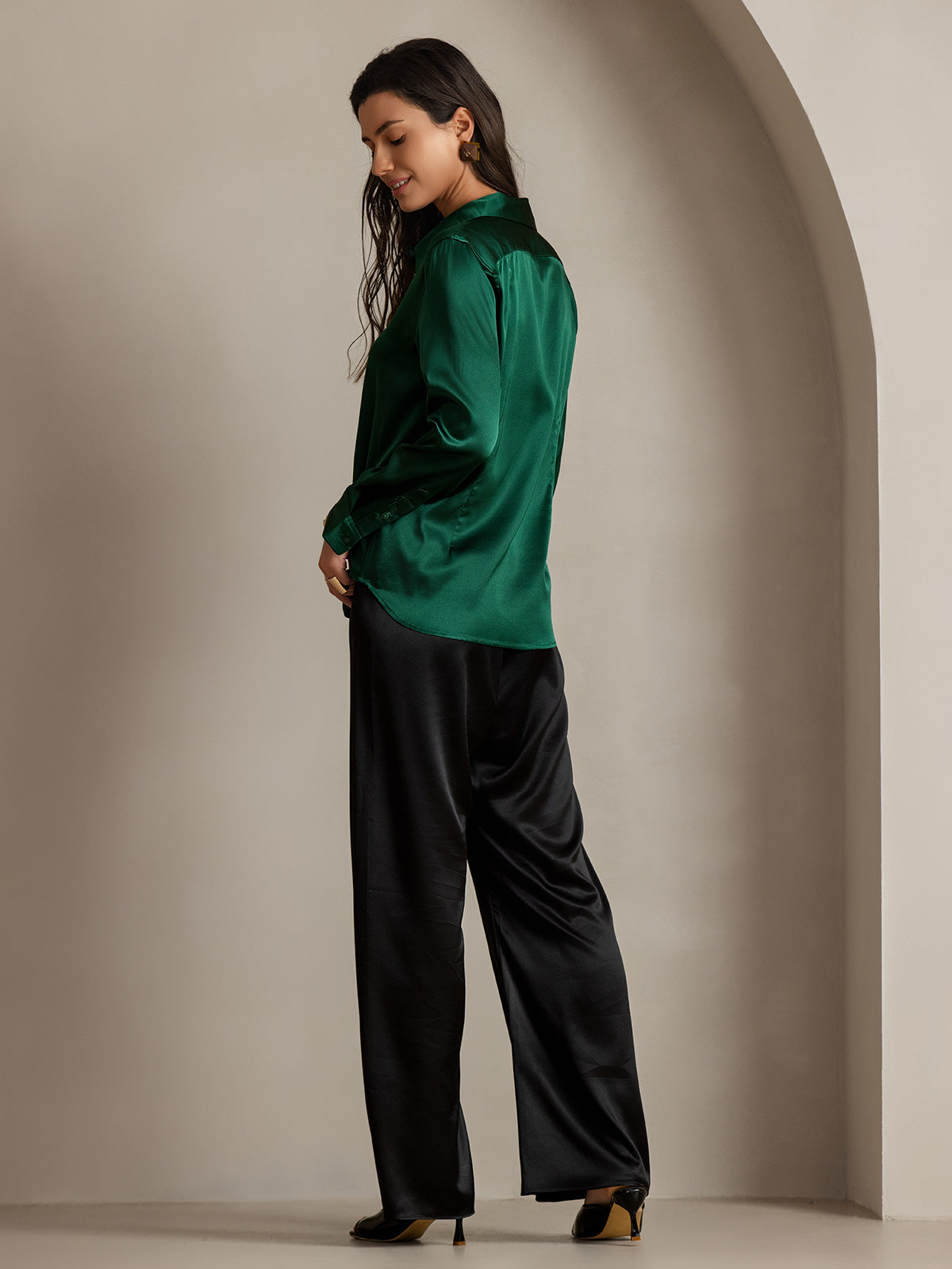 Silky Velvette Collared Top