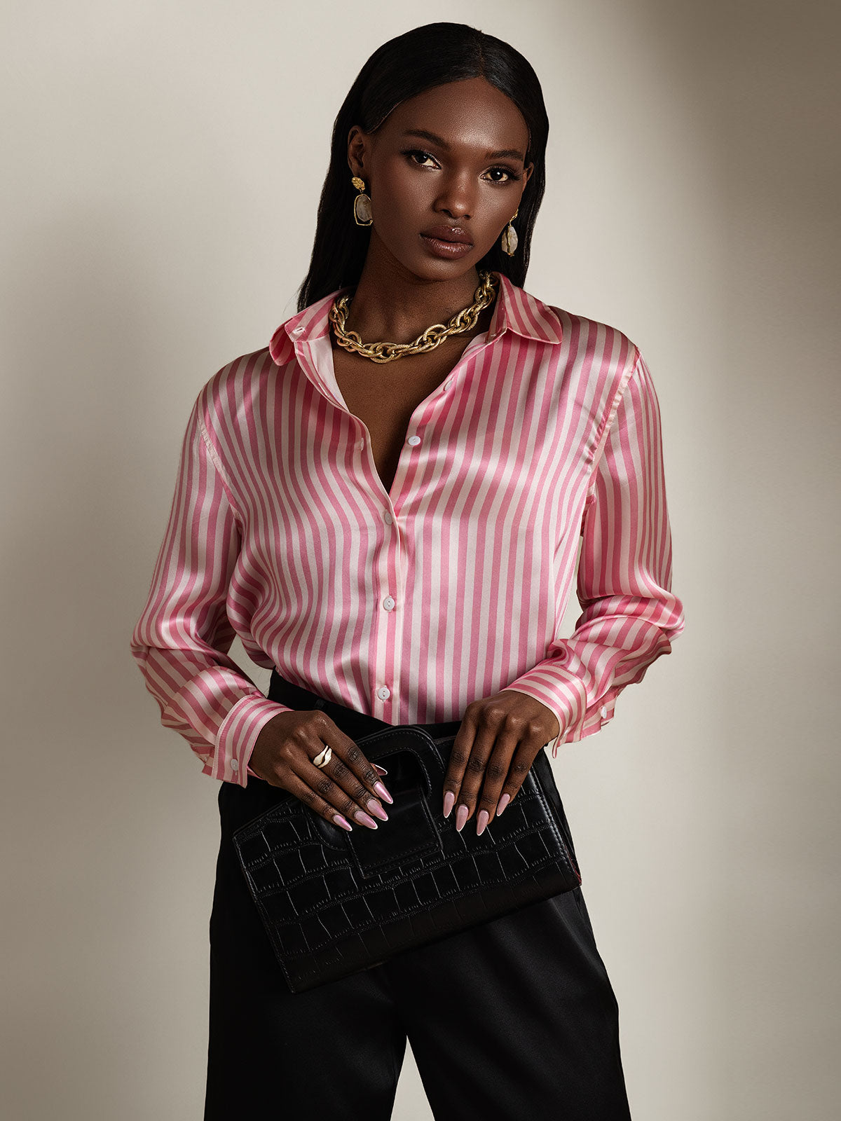 Silky Velvette Collared Top