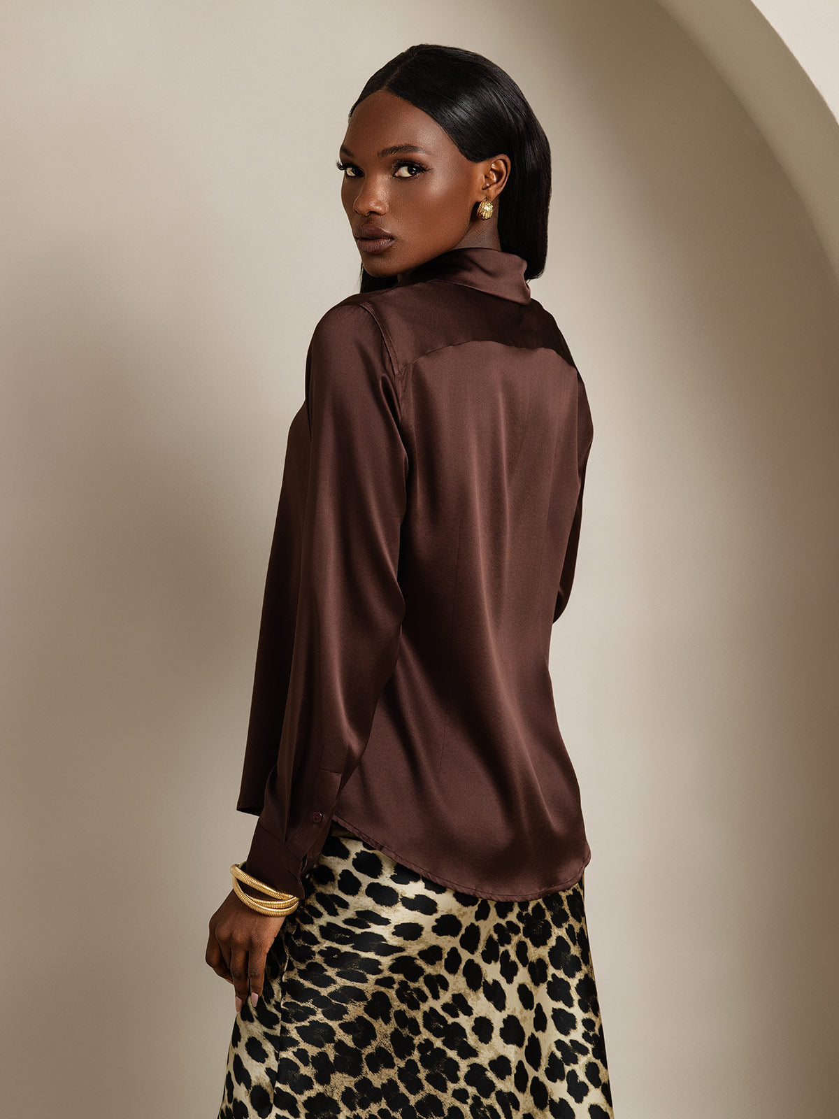 Silky Velvette Collared Top