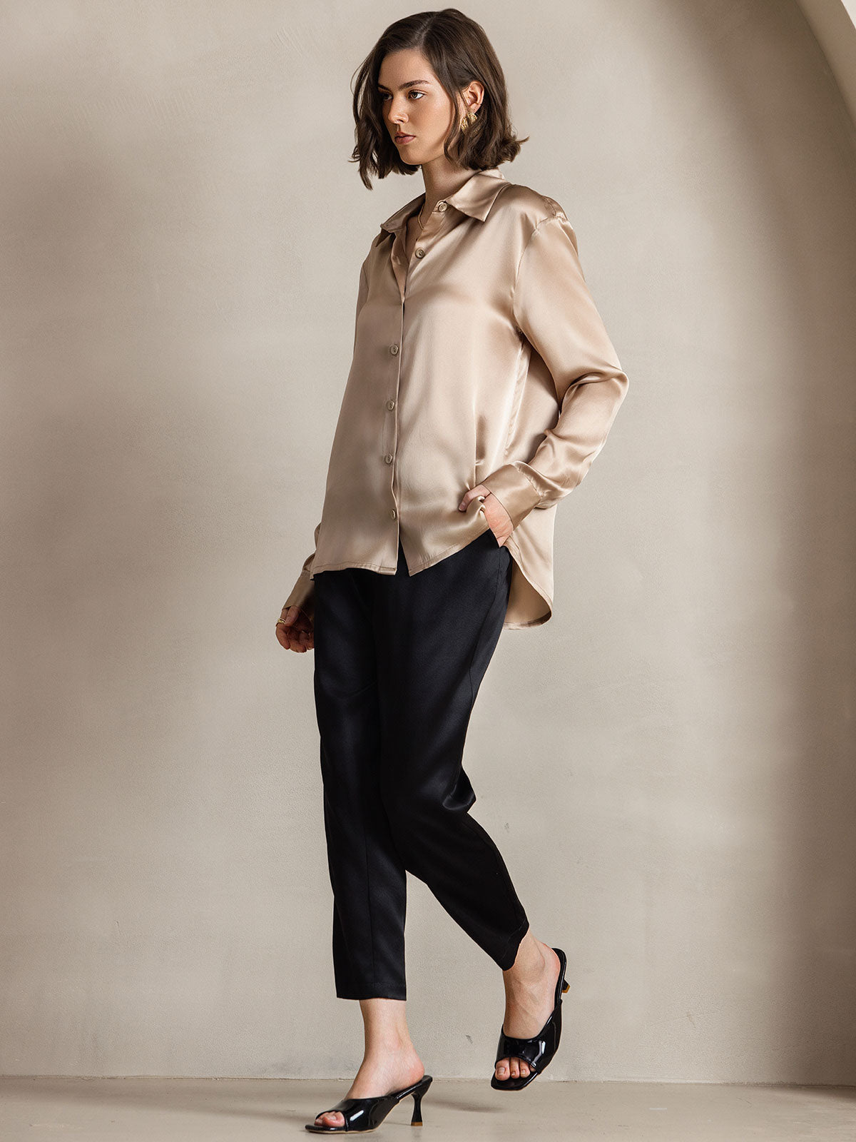 Silky Velvette Collared Top