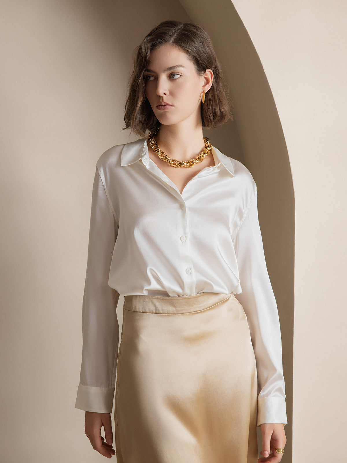 Silky Velvette Collared Top