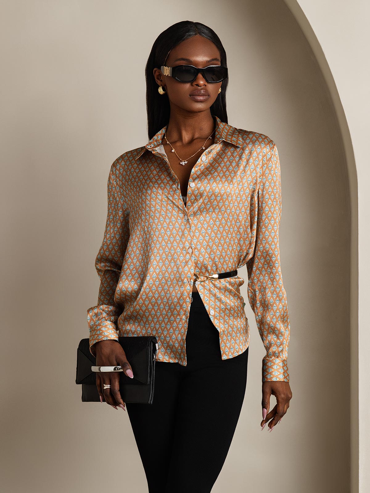Silky Velvette Collared Top