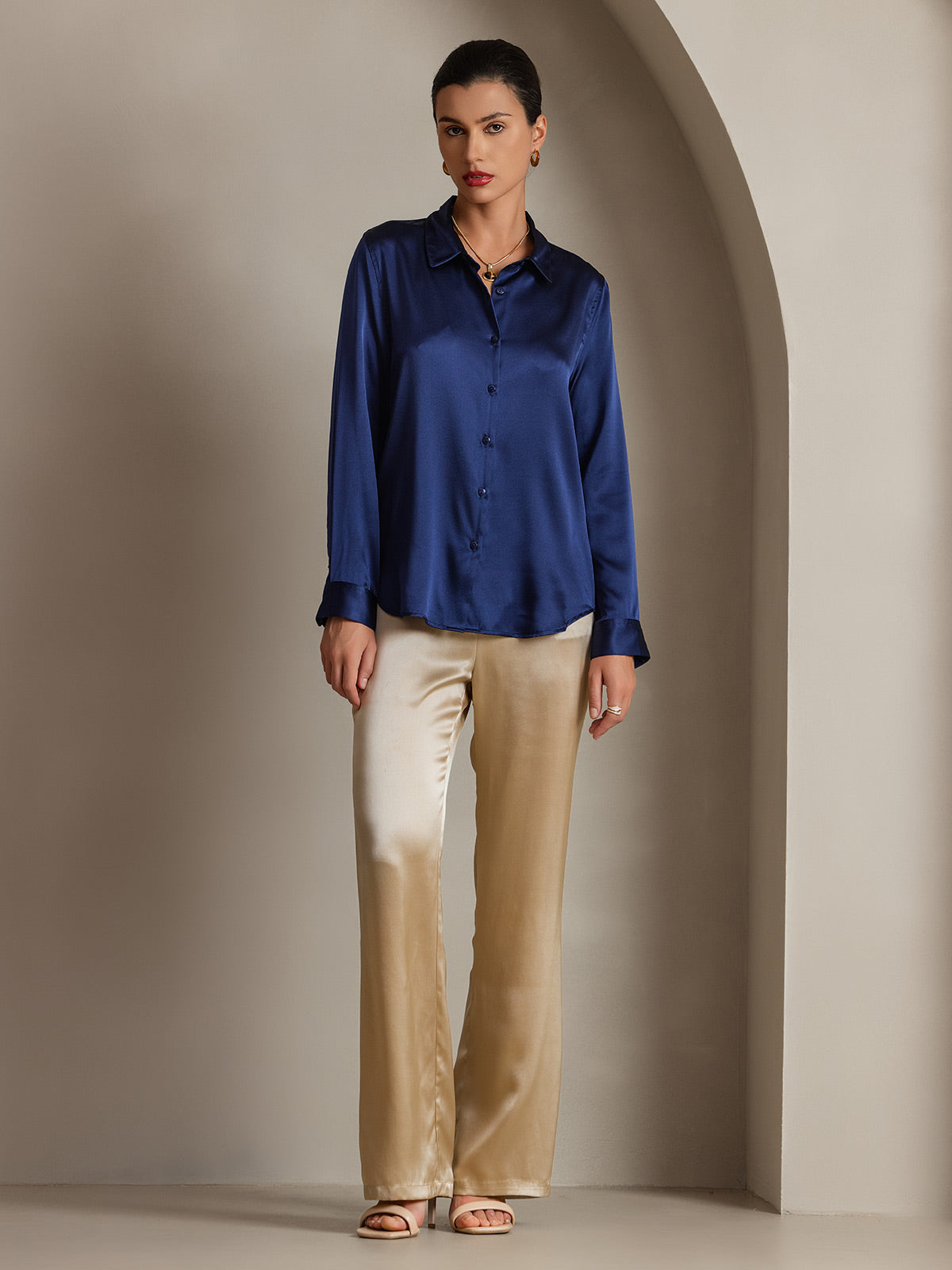 Silky Velvette Collared Top