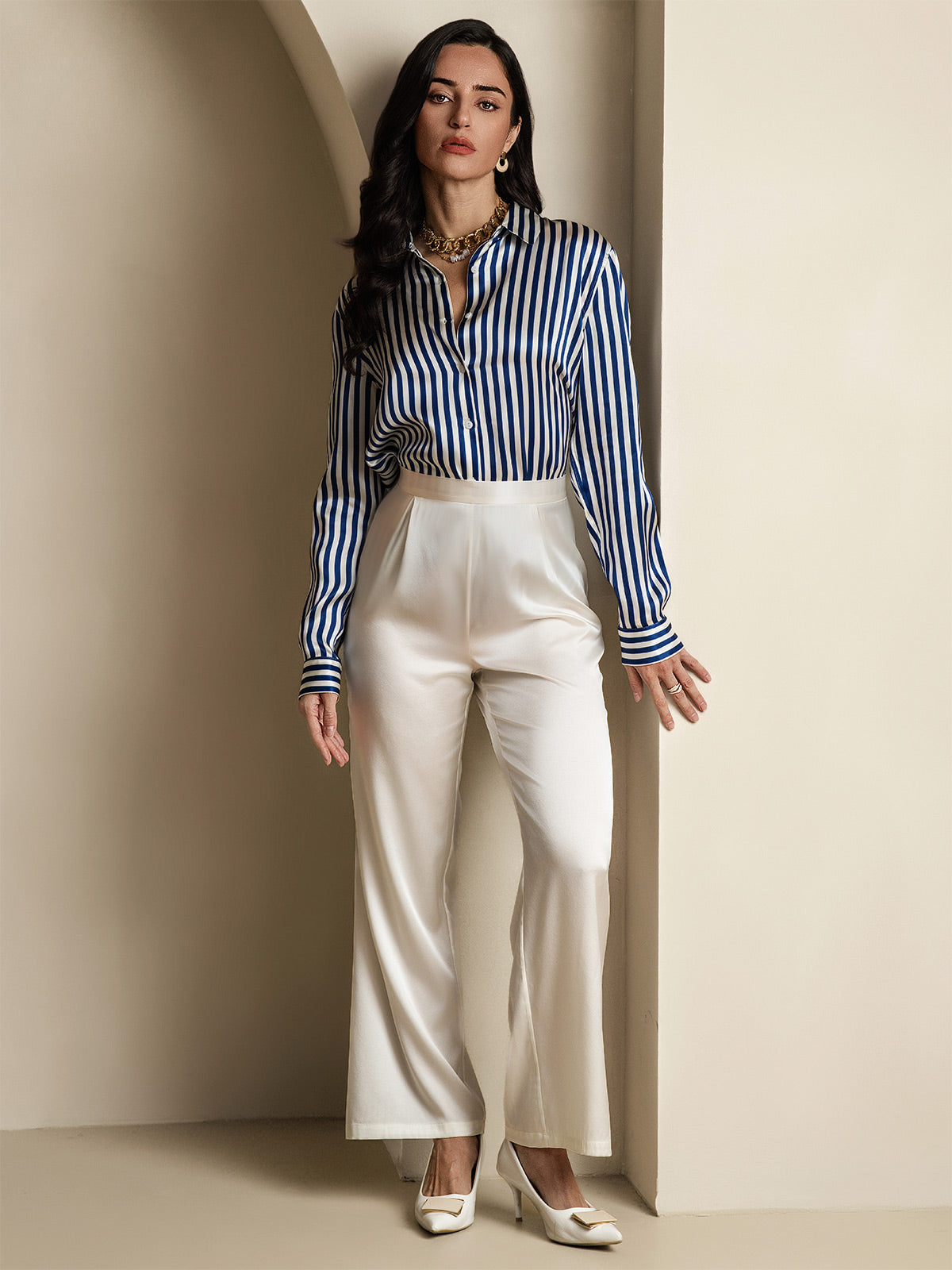 Silky Velvette Collared Top
