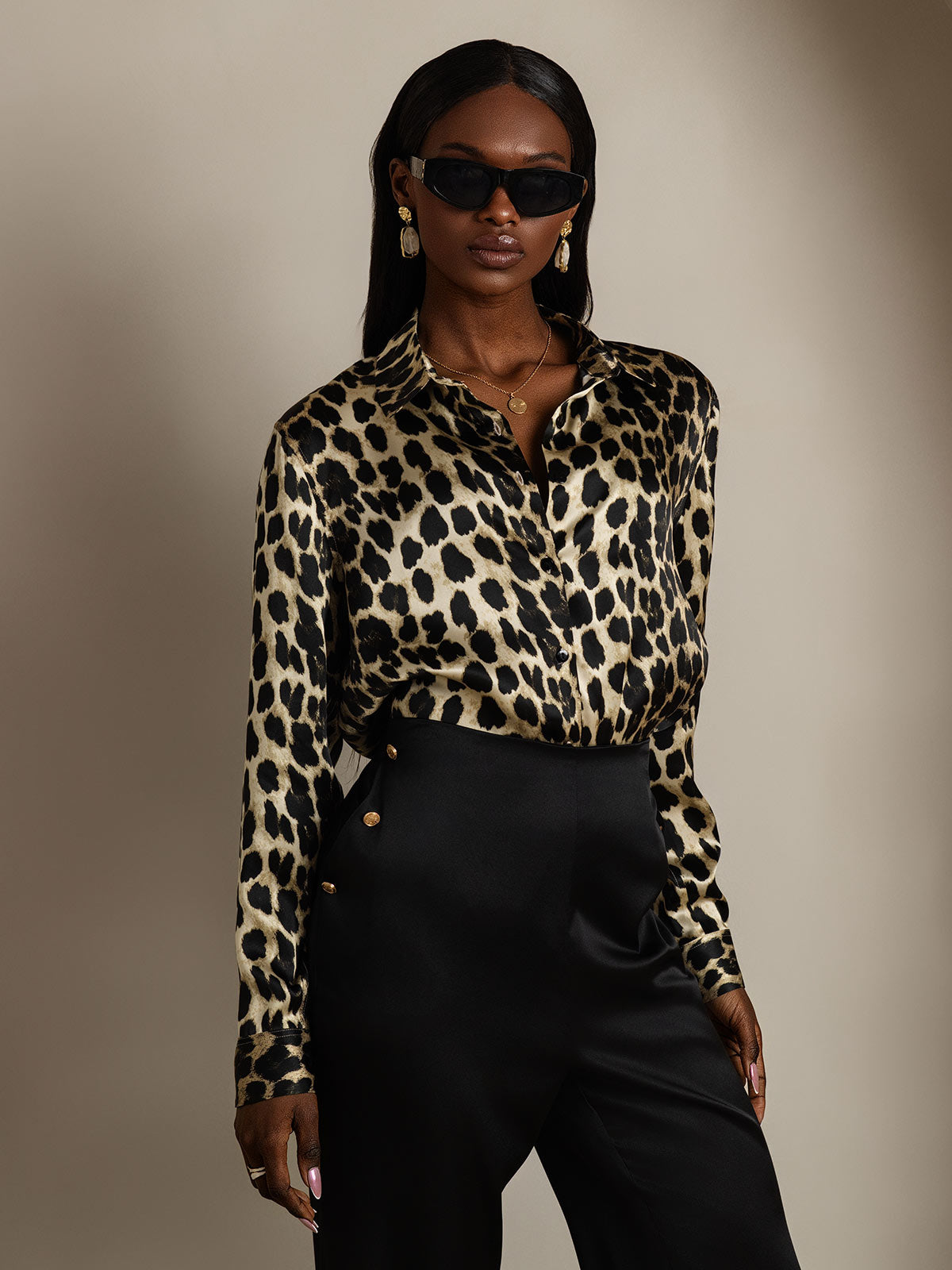 Silky Velvette Collared Top
