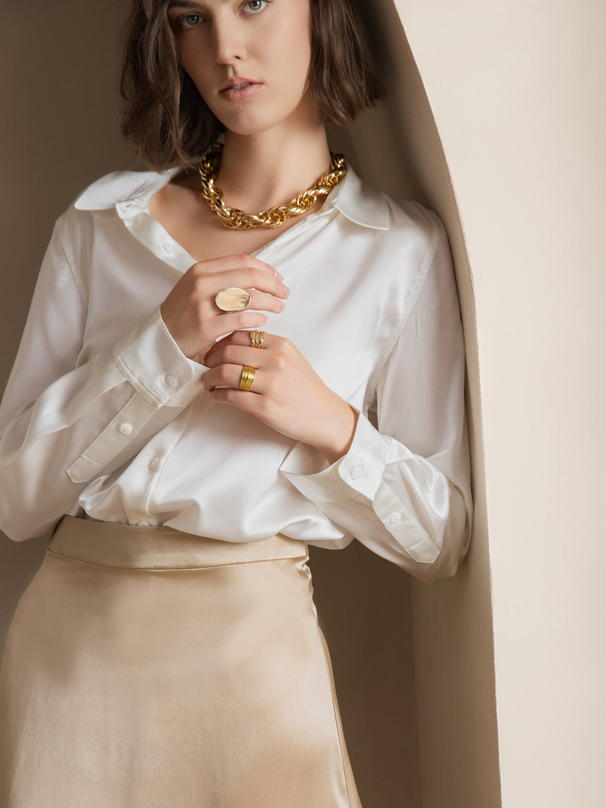 Silky Velvette Collared Top