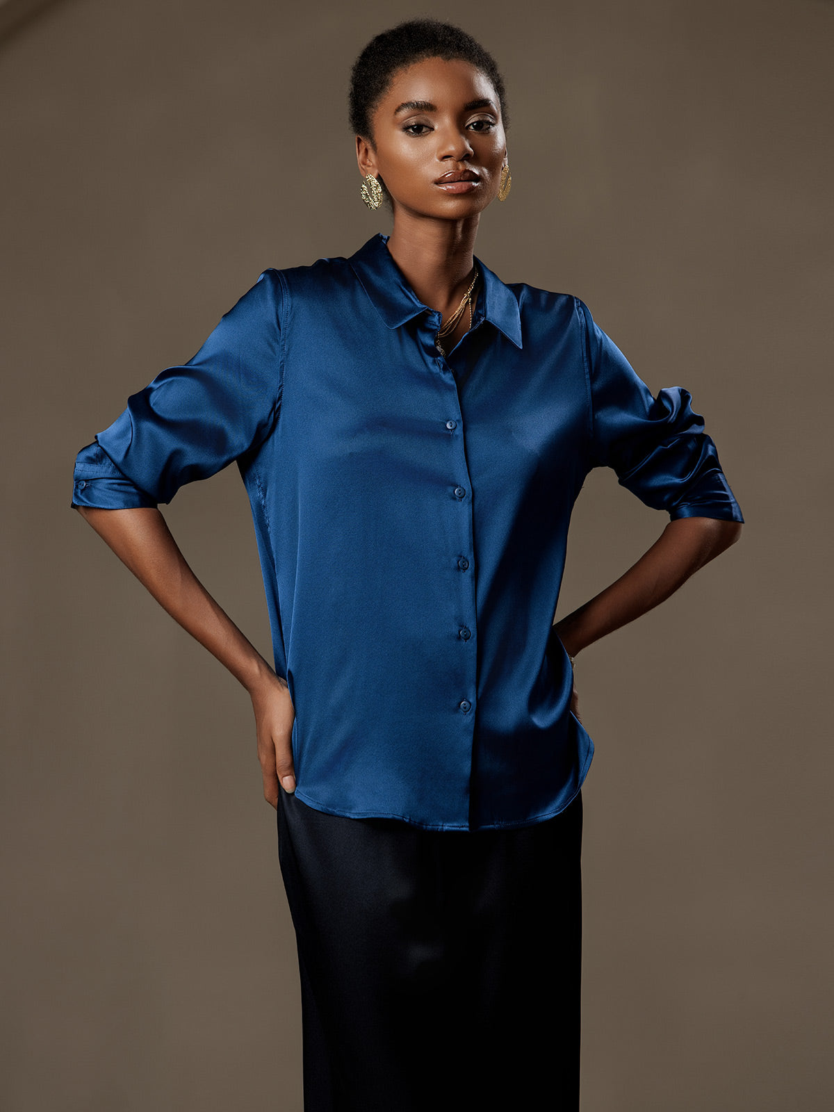 Silky Velvette Collared Top