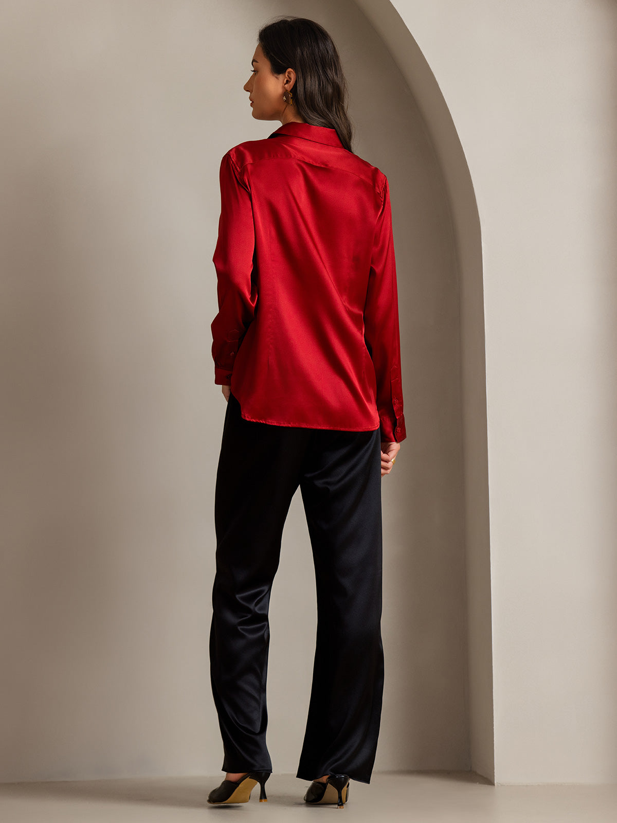 Silky Velvette Collared Top
