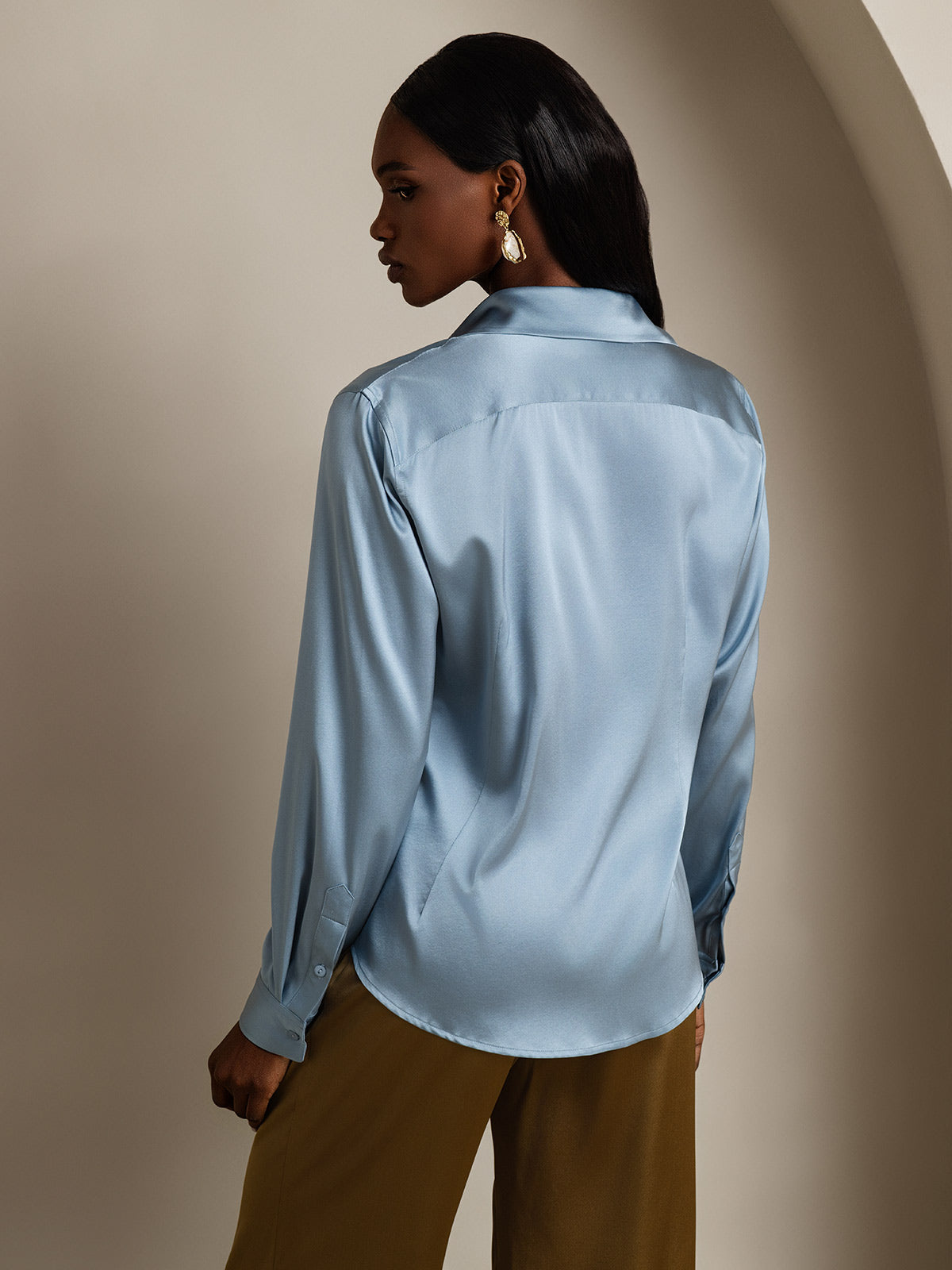 Silky Velvette Collared Top