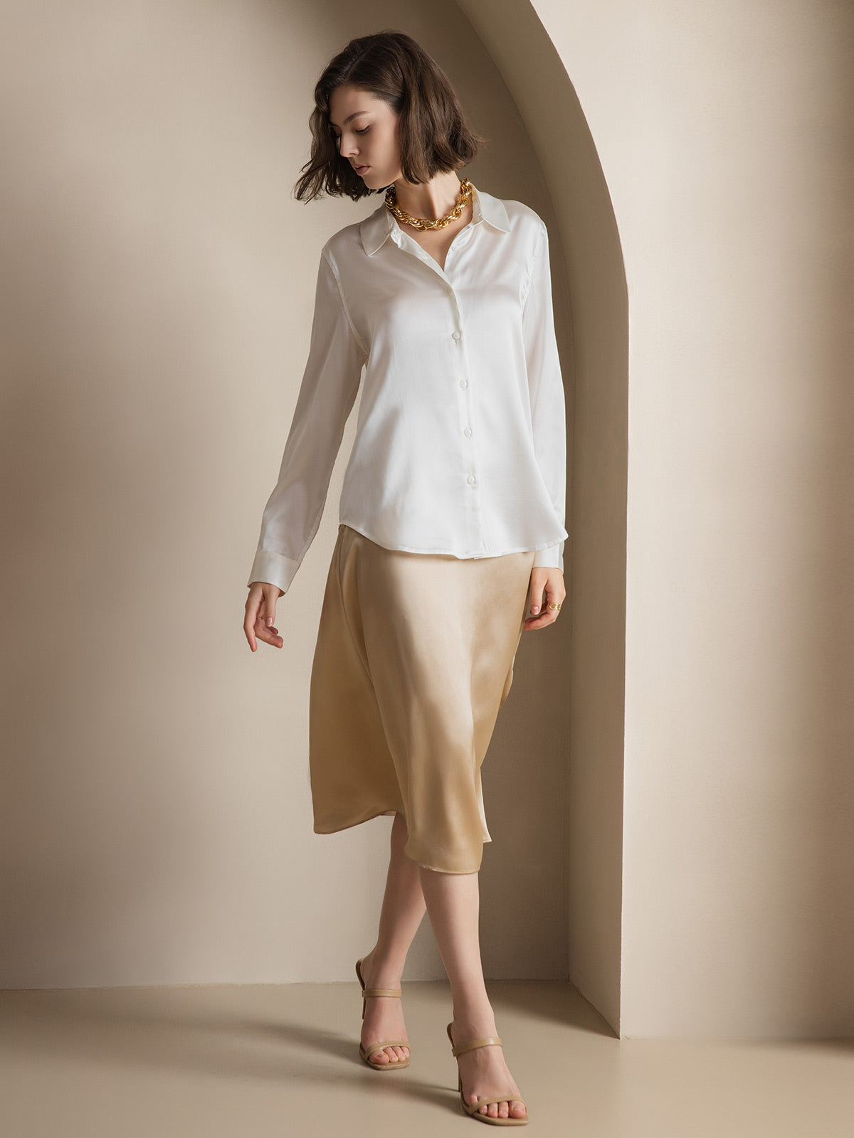 Silky Velvette Collared Top