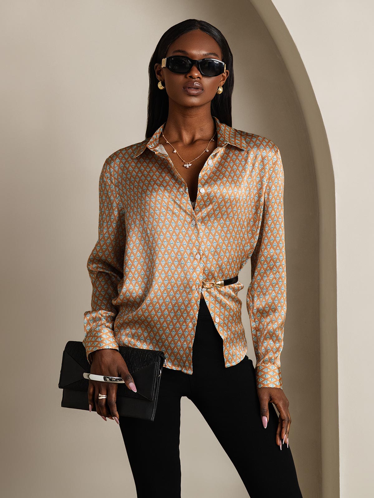 Silky Velvette Collared Top