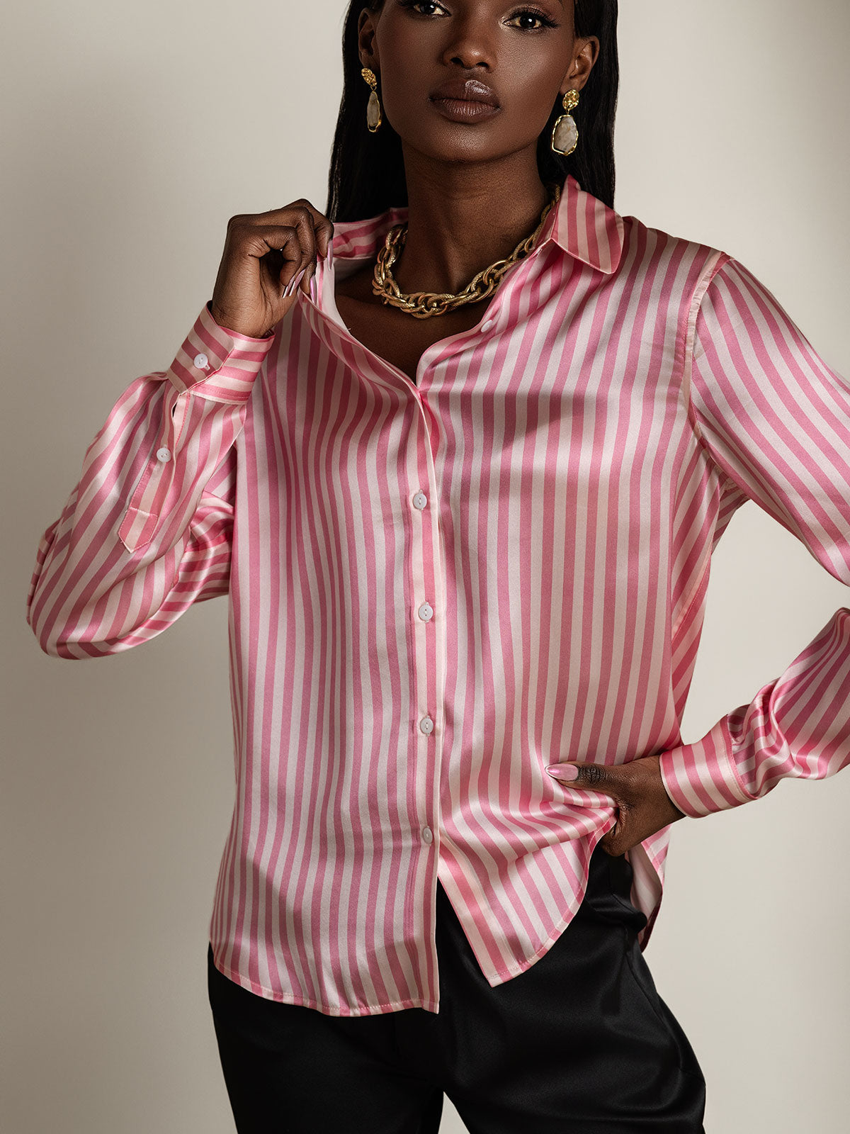 Silky Velvette Collared Top