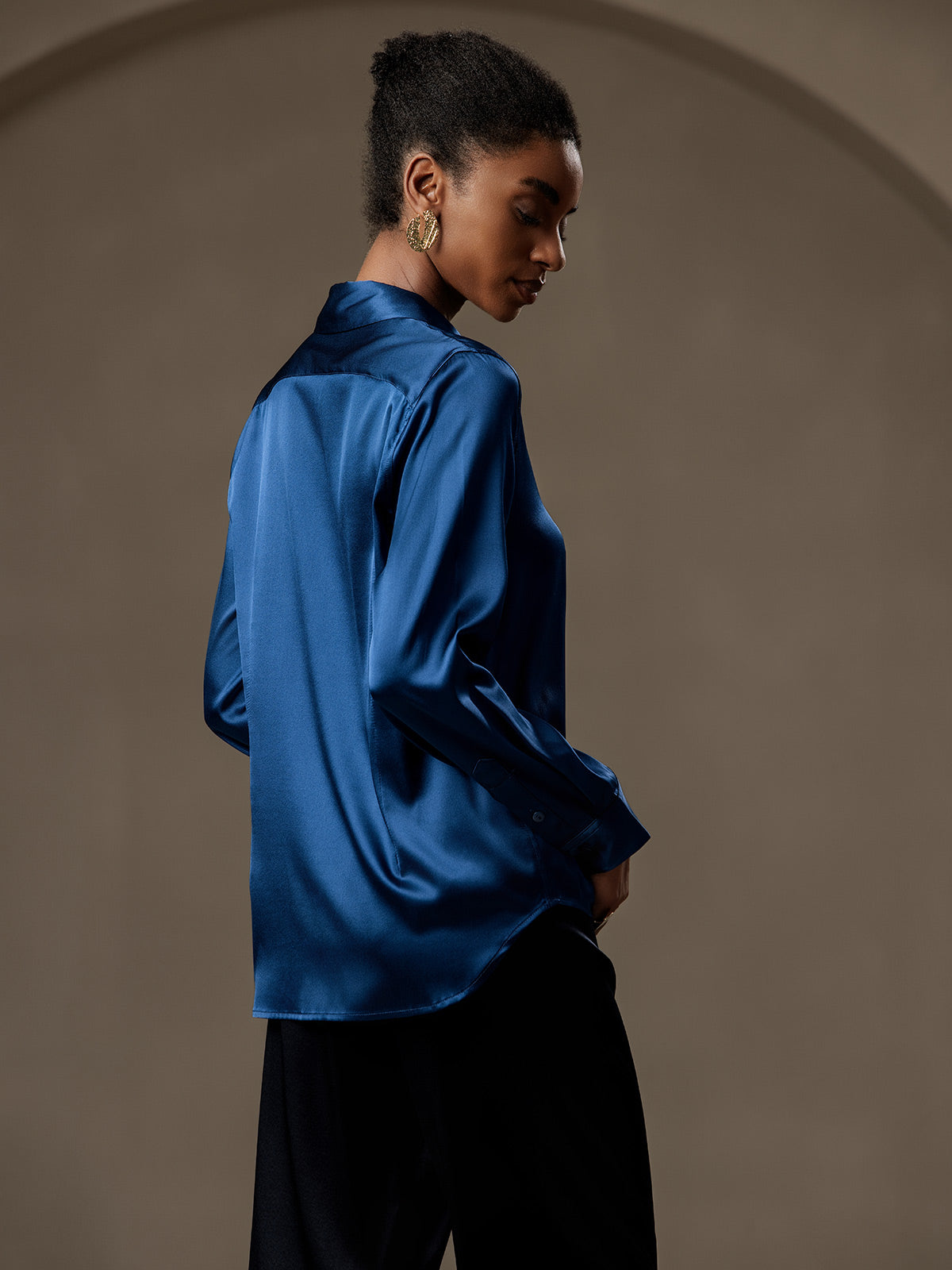 Silky Velvette Collared Top