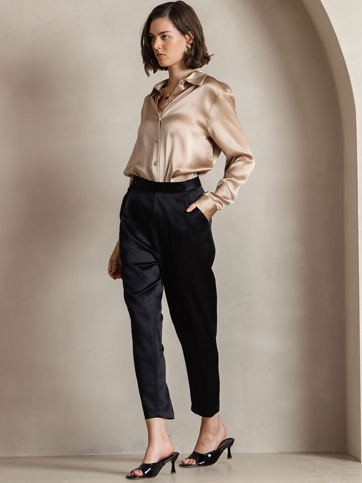 Silky Velvette Collared Top