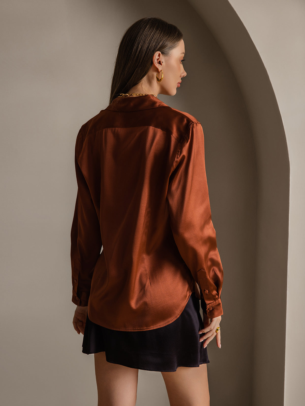 Silky Velvette Collared Top