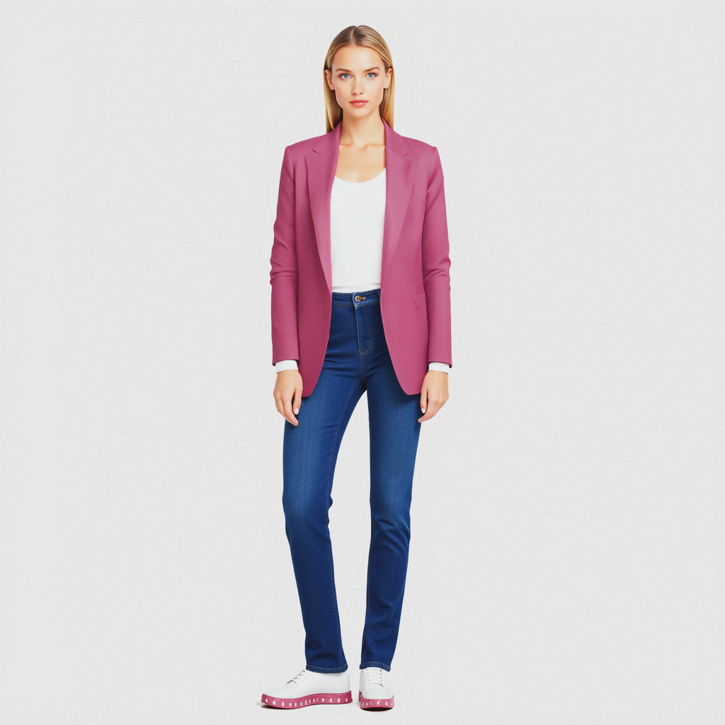 VelVette Modern Elegant Blazer Pink-Red