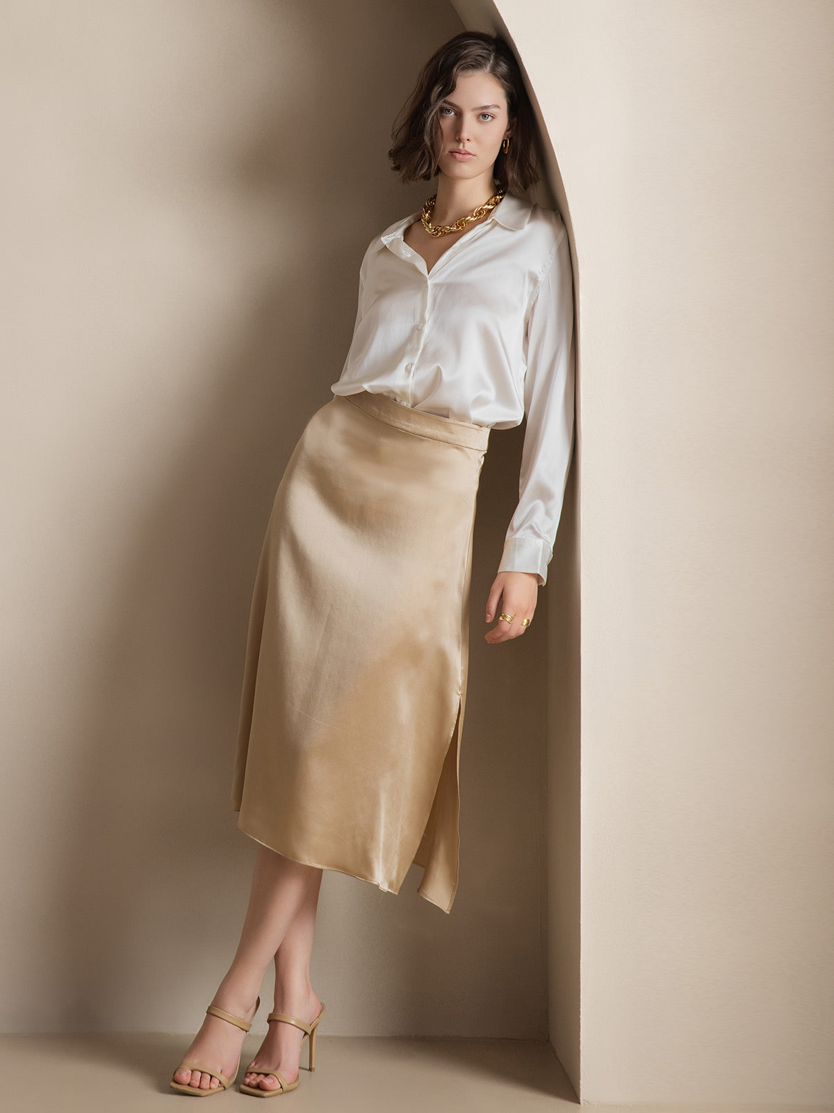 Silky Velvette Collared Top