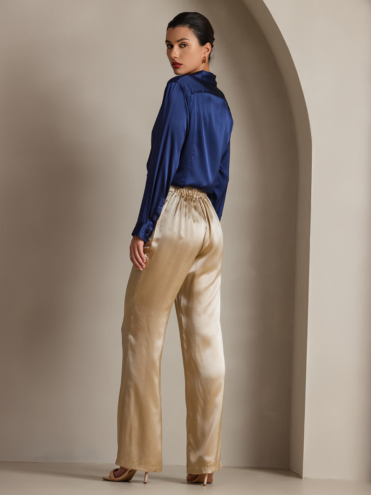 Silky Velvette Collared Top