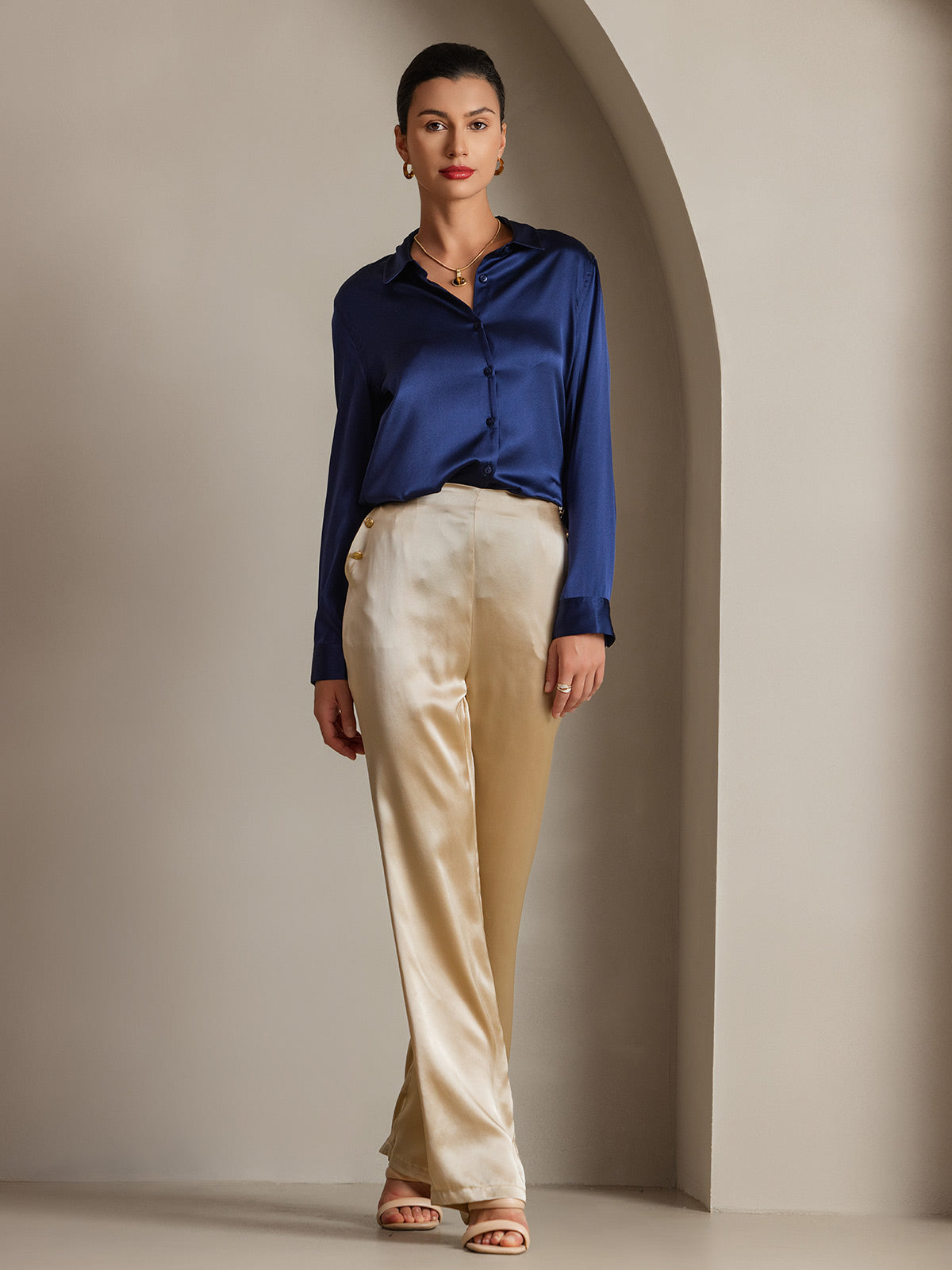 Silky Velvette Collared Top