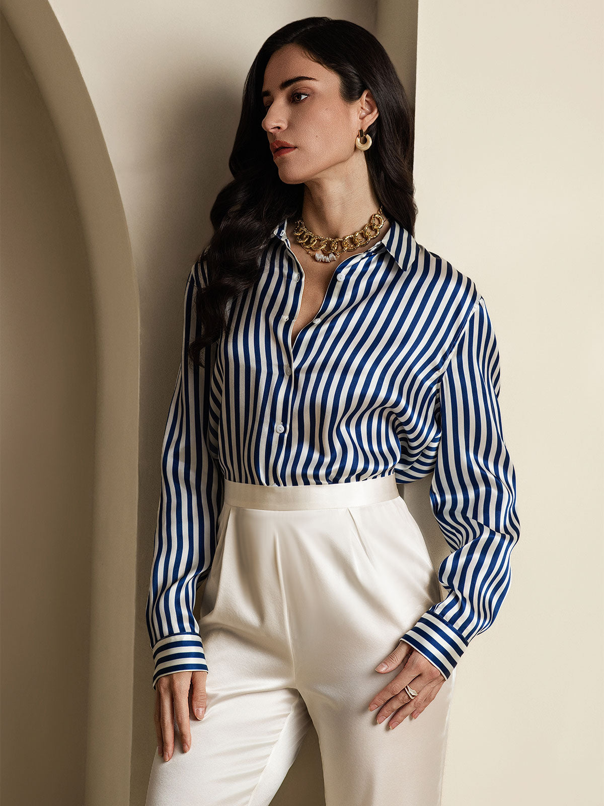 Silky Velvette Collared Top