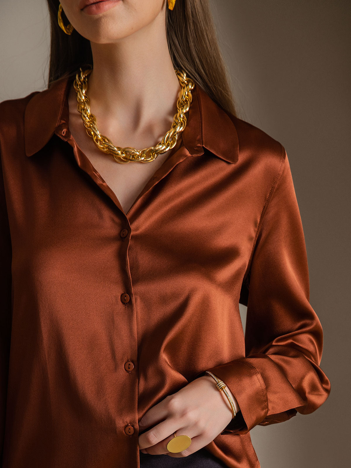 Silky Velvette Collared Top